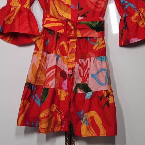 Farm Rio Red Mixed Fruits Ocean Mini Dress Size S - Picture 5 of 11